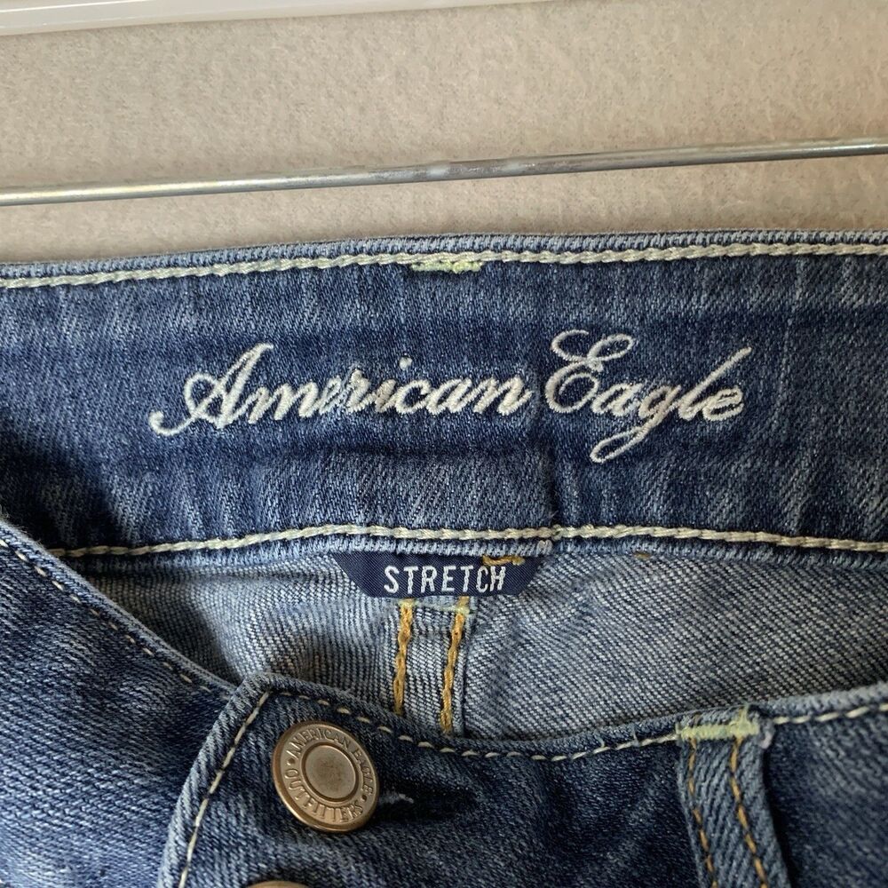 American Eagle Jeans Women Size 10 Blue Artist Stretch Bootcut Y2K Minimalist - Picture 3 of 9